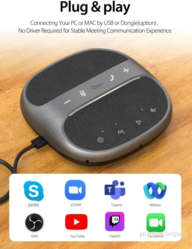NÖRDIC Konferenshögtalare med Bluetooth USB-adapter och 4 mikrofoner för PC, Brusreducering - Bild 3