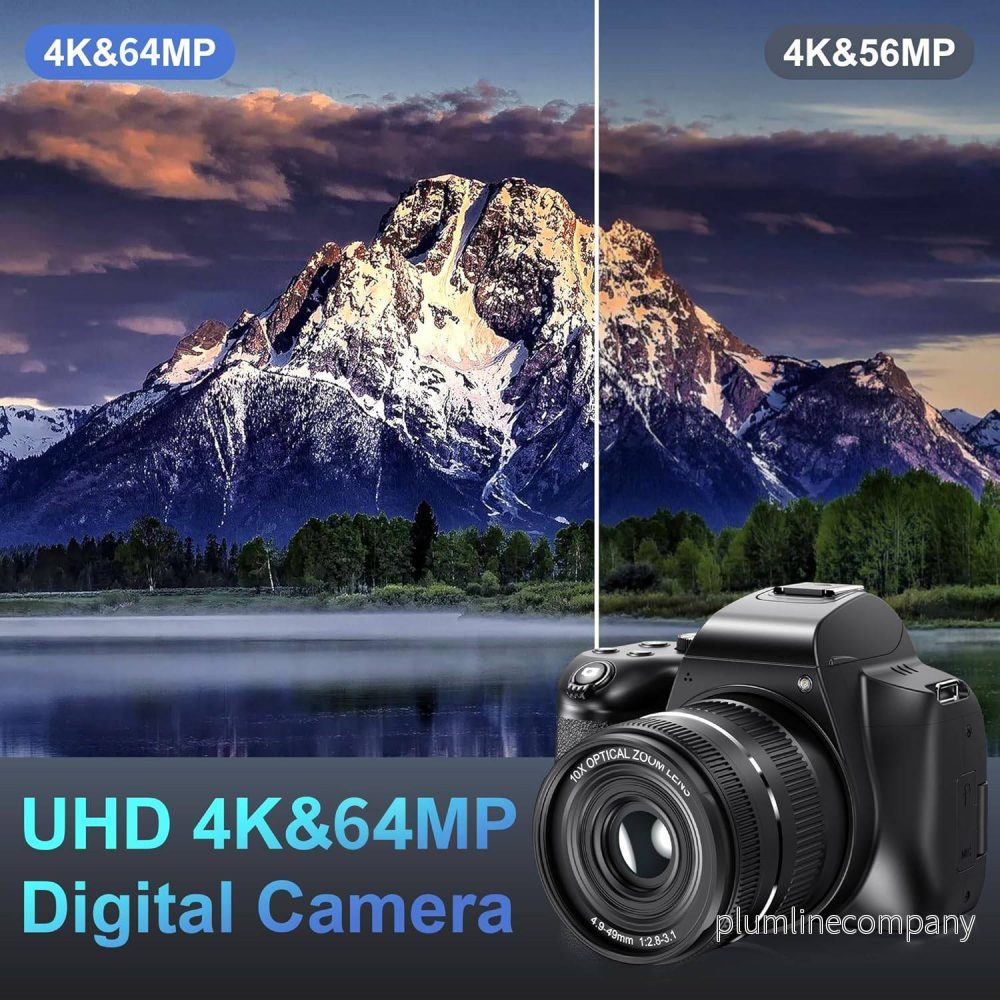 NÖRDIC Digitalkamera 4K 64 MP med WiFi, 10× optisk zoom, vloggkamera för YouTube, autofokus, kompakt kamera - Bild 3