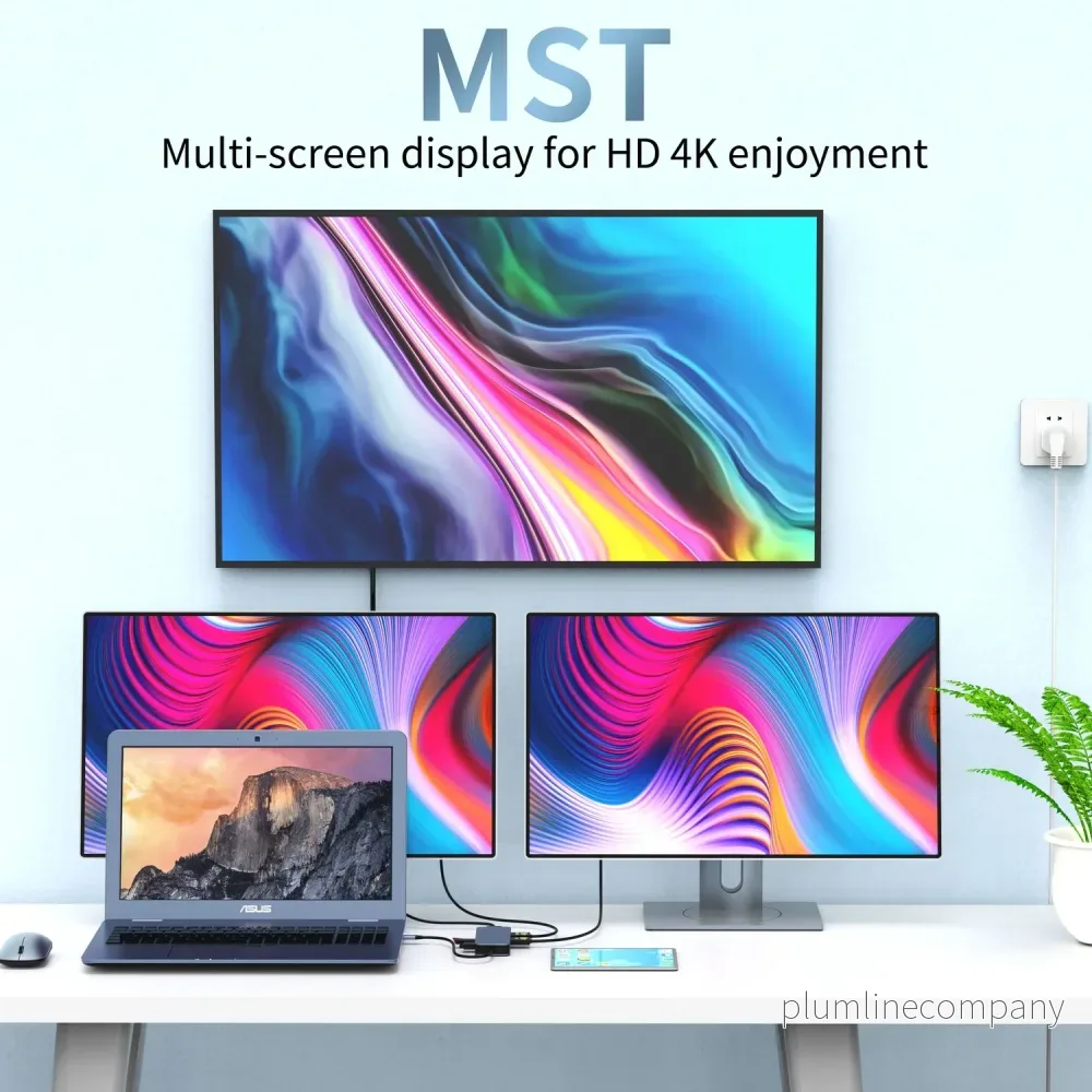 NÖRDIC USB-C 1 till 7 Dockningsstation 2xHDMI 1xDP 1xUSB-C PD100W 1xUSB-C 2xUSB-A - Bild 3