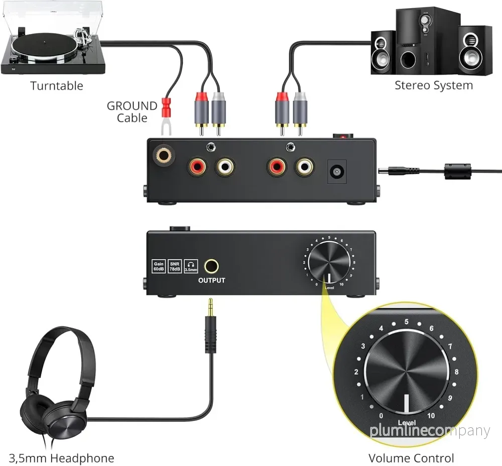 Audiophile M/M Phono preamp with Level Volume Controls 2 RCA and 3.5mm interfaces - Bild 2