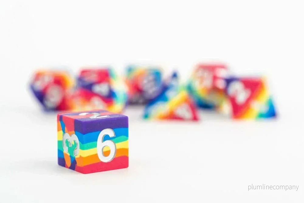 FanRoll Sharp Edge Silicone Dice Set Rainbow (7) - Bild 3