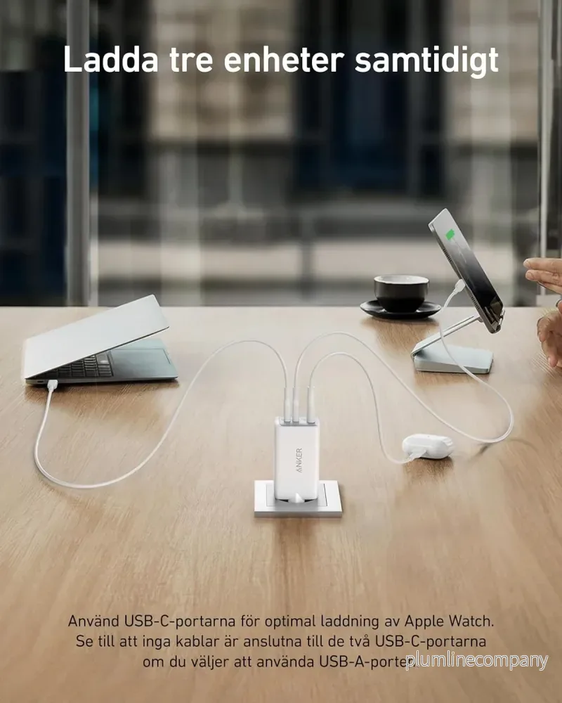 Anker Nano 65W USB-C laddare, 3-portars PPS-snabbladdare, iPad-laddare - Bild 3