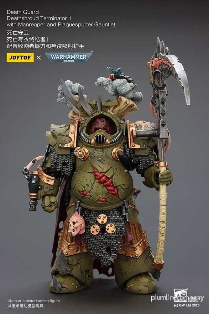 Warhammer 40k Action Figur 1/18 Death Guard Deathshroud Terminator 1 med Manreaper och Plaguespurter Gauntlet - Bild 2