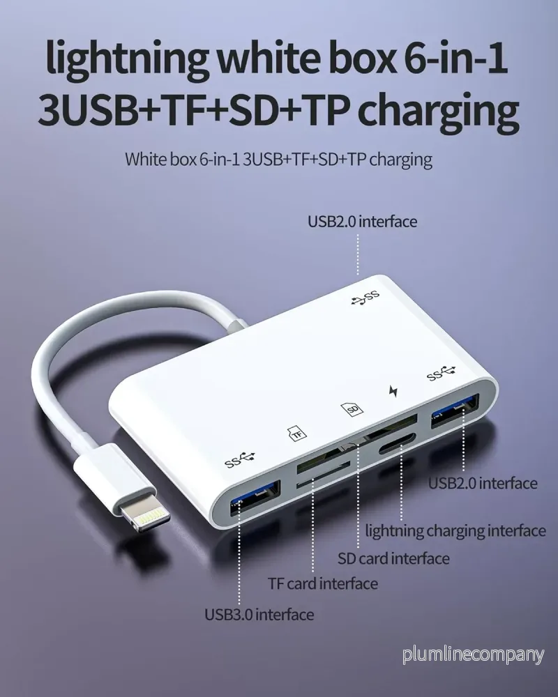 NÖRDIC Lightning Kortläsare 2 Slot SD, MicroSD 3xUSB-A 1xLightning-laddning UHS-I - Bild 2