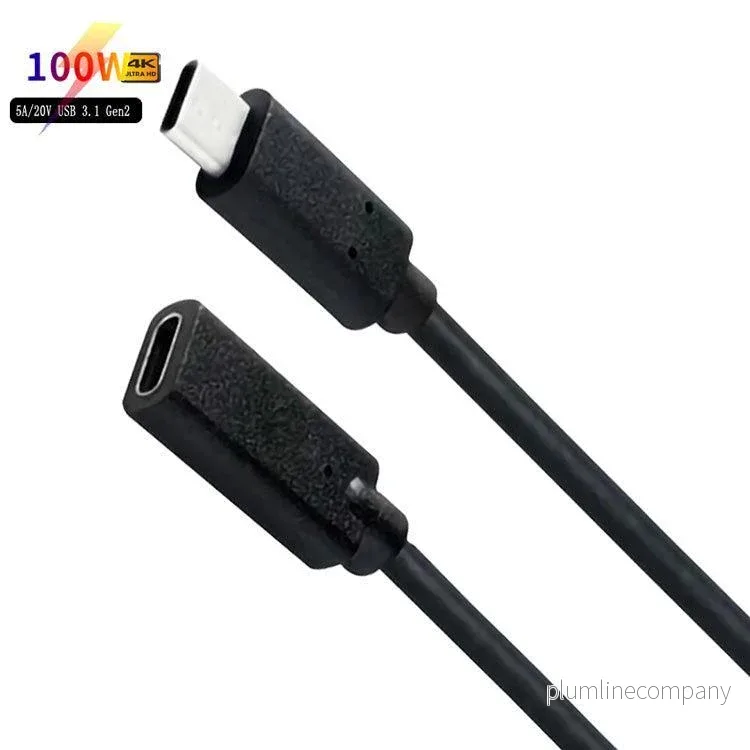 NÖRDIC 50cm USB3.2 Gen2 SuperSpeed USB 10Gbps USB-C till C PVC förlängningskabel med Power Delivery 100W, 4K60Hz video och Emarker