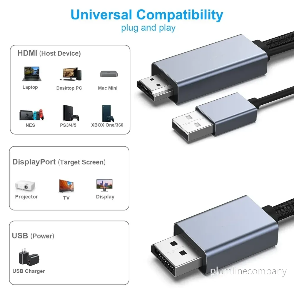NÖRDIC HDMI till Displayport kabel 3m 4K60Hz 18Gbps - Bild 2