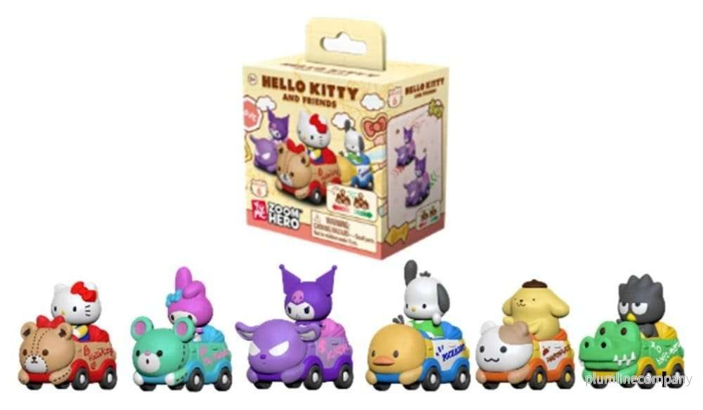 Sanrio Zoom Hero Pullback Vehicles med figurer Hello Kitty and Friends Series 1 Blind Box Display (12) - Bild 2