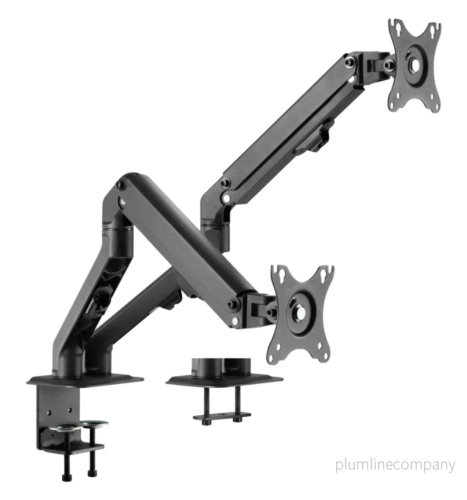 NÖRDIC Monitorarm bordsfäste för dubbla monitorer, 17″-27″, aluminium och stål, svart, skärmfäste