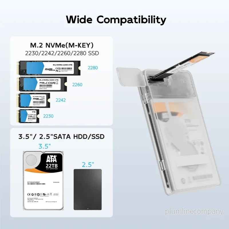 Maiwo K2578P2 2.5" SATA HDD, SSD & M.2 NVMe kabinett 10Gbps - Bild 3