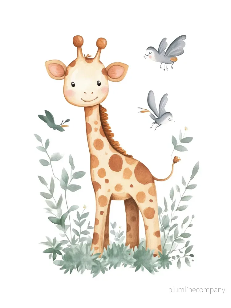 Giraffe and Birds Safari Poster Giraffe and Birds Safari Poster