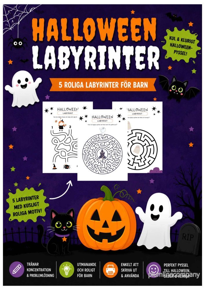 Halloweenlabyrinter för barn – paket med 5 roliga labyrinter Halloweenlabyrinter för barn – paket med 5 roliga labyrinter