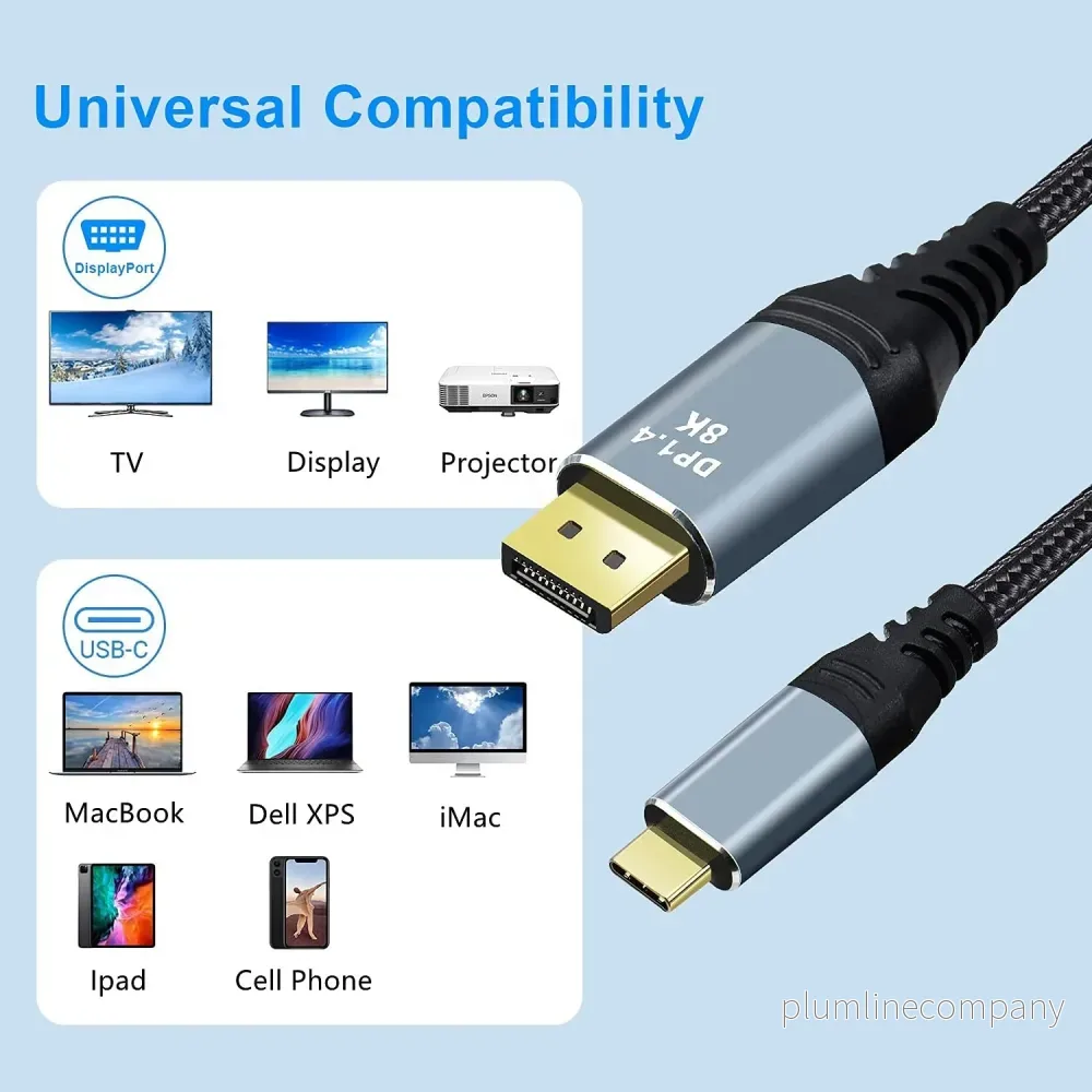 NÖRDIC 1m USBC to DP 1.4 kabel 8K30Hz 4K120Hz 32,4Gbps - Bild 3