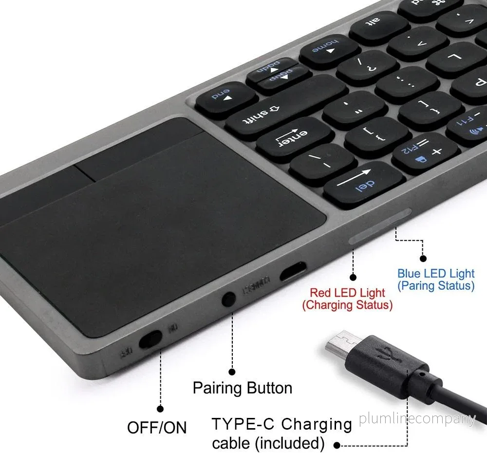 NÖRDIC Bluetooth-tangentbord med pekplatta US Layout 64keys MacOS, iOS, Windows, Android - Bild 3