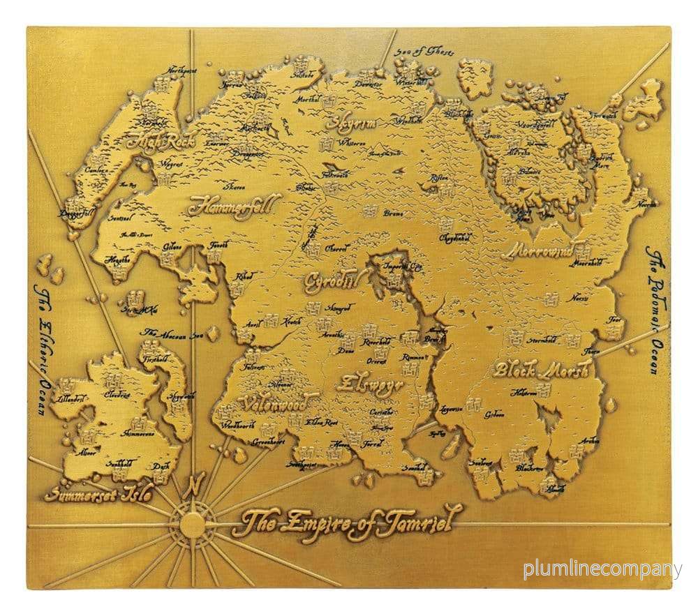 The Elder Scrolls replikkarta i metall över Tamriel – Limited Edition 15 x 13 cm