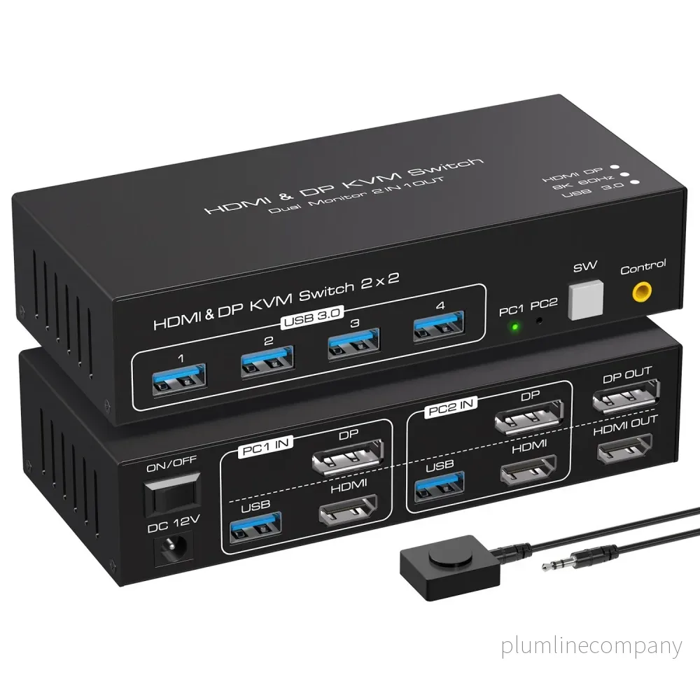 NÖRDIC KVM-switch 2 till 2 DisplayPort & HDMI, 8K60Hz/4K120Hz, 4x USB-A NÖRDIC KVM-switch 2 till 2 DisplayPort & HDMI, 8K60Hz/4K120Hz, 4x USB-A