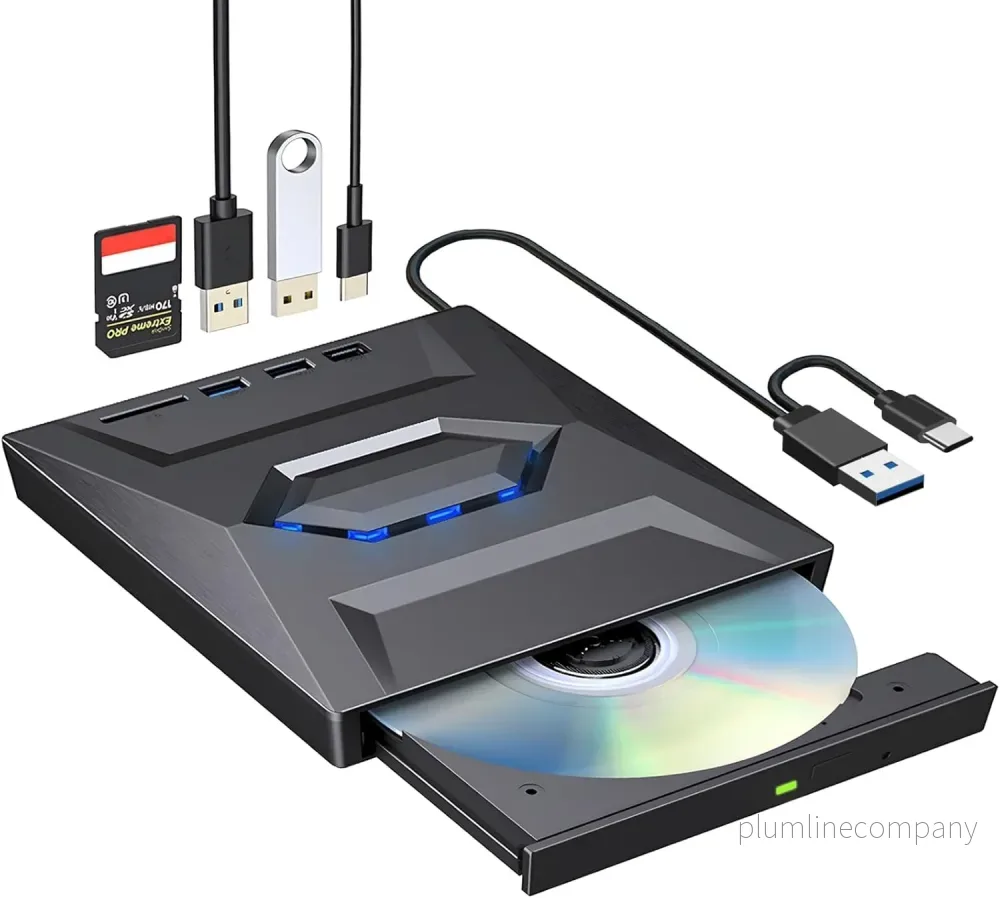 NÖRDIC Bärbar CD Brännare och spelare och USB-hubb med SD-kortläsare 2xUSB-A 1xUSB-C NÖRDIC Bärbar CD Brännare och spelare och USB-hubb med SD-kortläsare 2xUSB-A 1xUSB-C