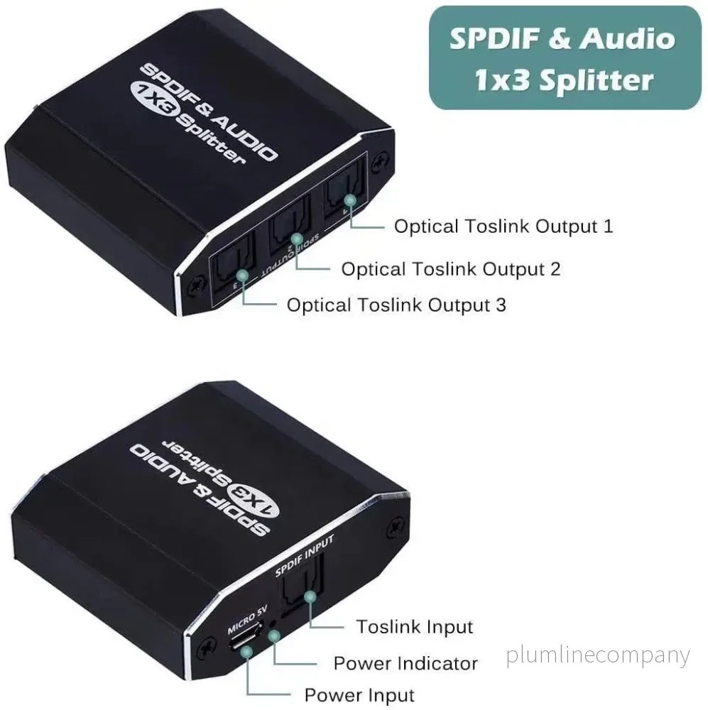 NÖRDIC 1 till 3 Splitter Optisk audio SPDIF TOSLINK kabel 1m ingår stöd för Dolby Digital DTS 5.1 PCM LPCM - Bild 2