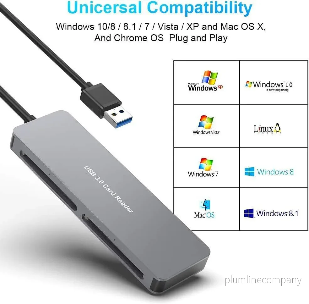 NÖRDIC USB-A 3.0 Kortläsare 5 Slot CFast, CF, SD 4.0, MicroSD 4.0, MS UHS-I - Bild 3