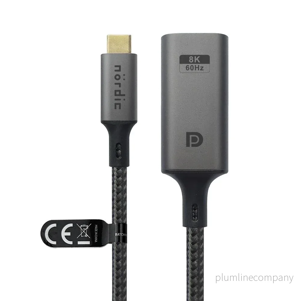 NÖRDIC 50cm USBC to DP 1.4 kabel 8K30Hz 4K120Hz 32,4Gbps