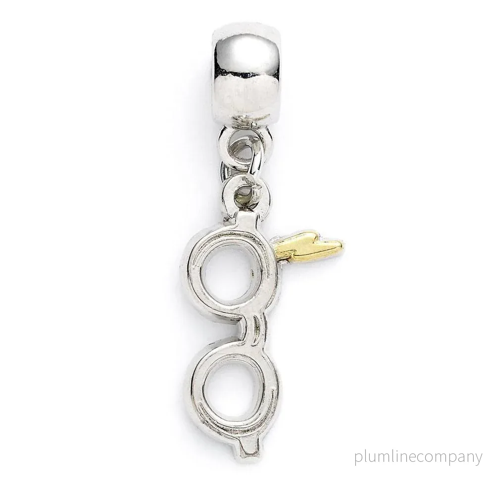 Harry Potter Charm Lightning Bolt med Glasögon (silverpläterad)