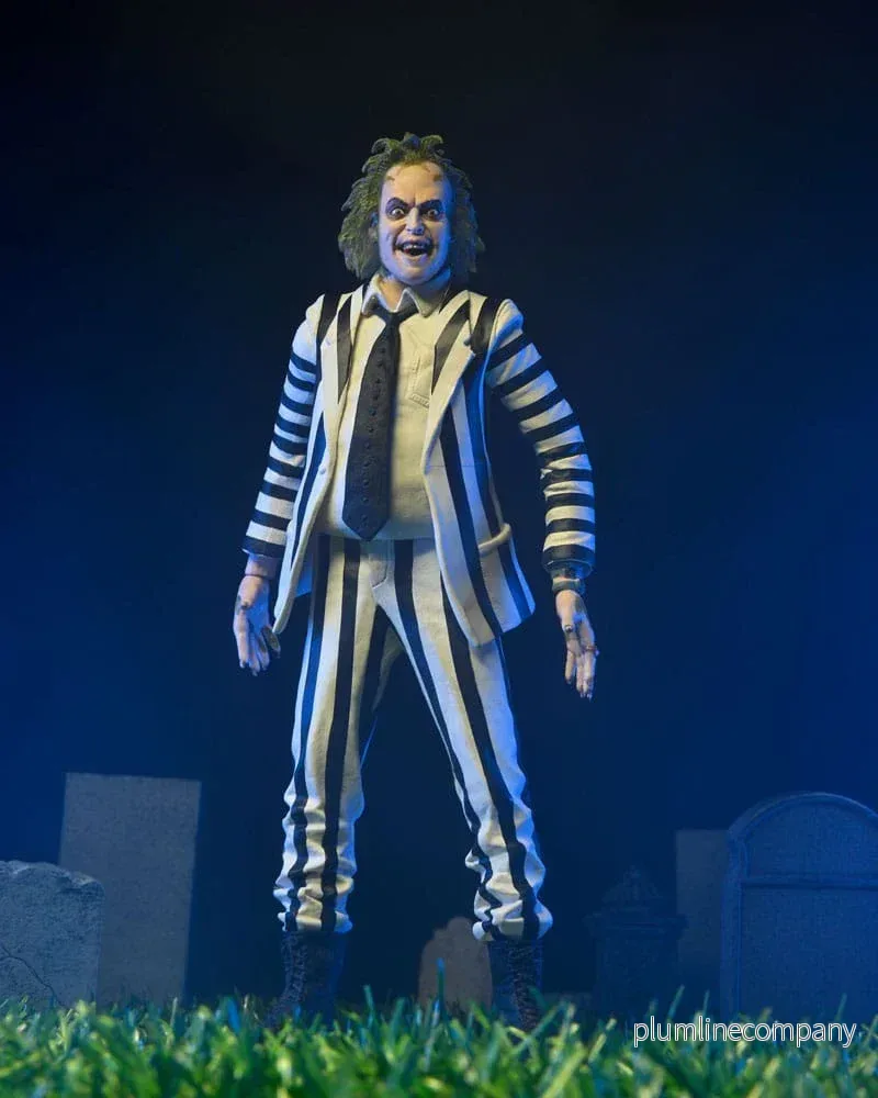 Beetlejuice 1988 Actionfigur i Svart och Vit Randig Kostym 18 cm