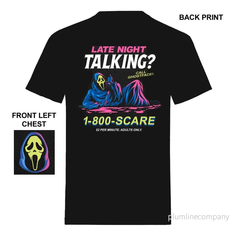 Scream T-shirt Ghost Face Late Night Talking