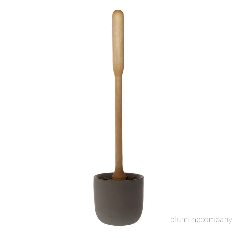 WC Borste av oljad björk med grå betongkopp