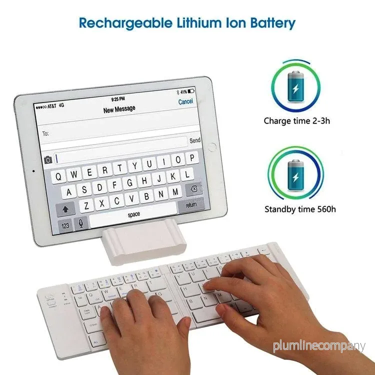 NÖRDIC Vikbart Bluetooth Tangentbord 66 tangenter US Layout Vit - Bild 3