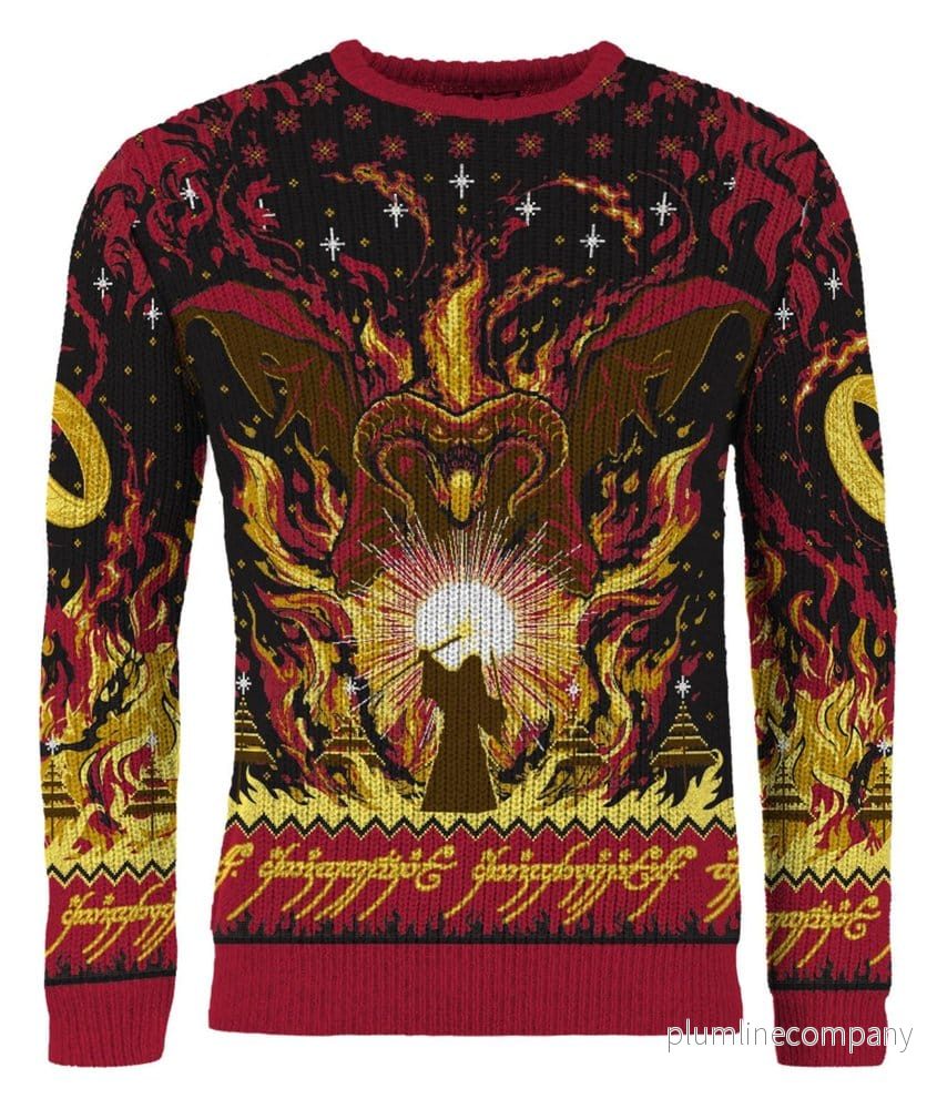 Sagan om Ringen Jultröja Balrog – Officiell Licensierad Tröja med Gandalf och ’Du Kommer Inte Förbi’ Motiv