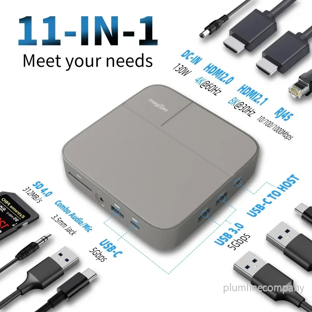 NÖRDIC USB-C dockningsstation 1 till 10 1x8K30Hz HDMI 1x4K60Hz HDMI 1xUSBC PD 100W 1xUSB-C 5Gbps 3xUSB-A 5Gbps 1xSD 1xMicroSD 1×3.5mm audio