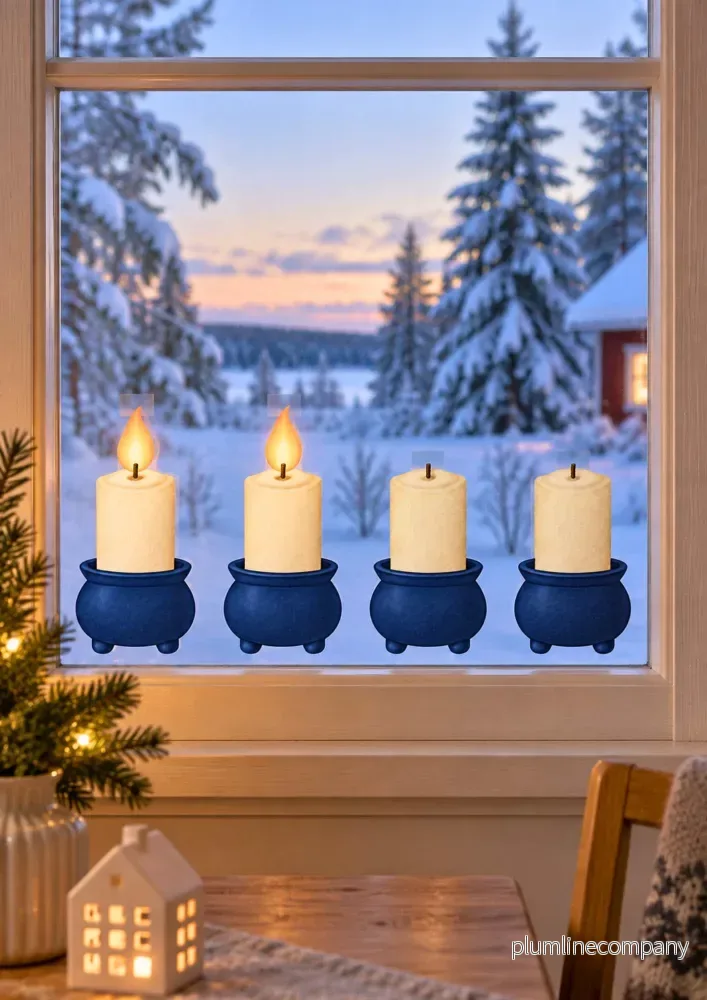 Adventsljusstake till fönster - Blå - Bild 2