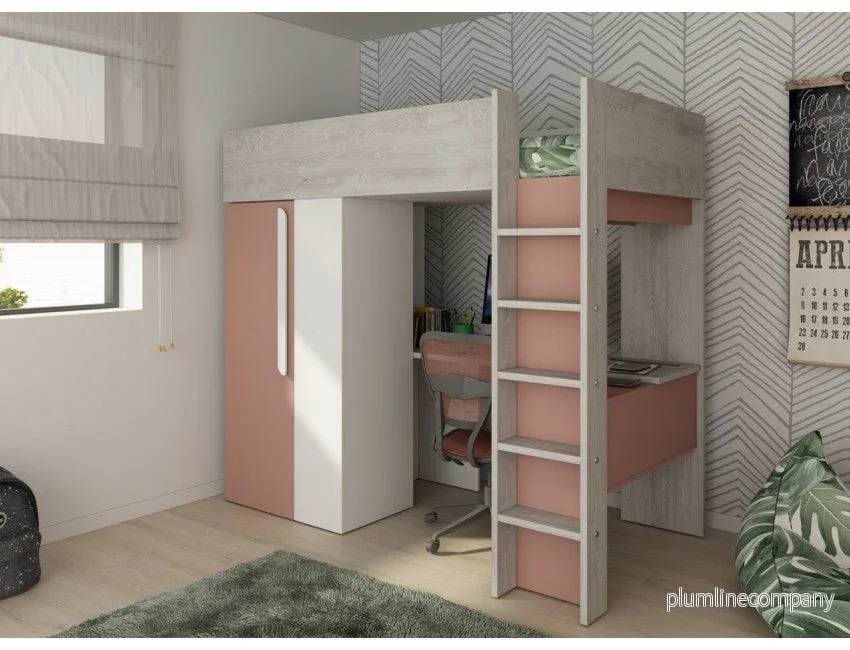 Trasman Studio Loftsäng med Garderob 90x200 - Antik Rosa - Bild 2