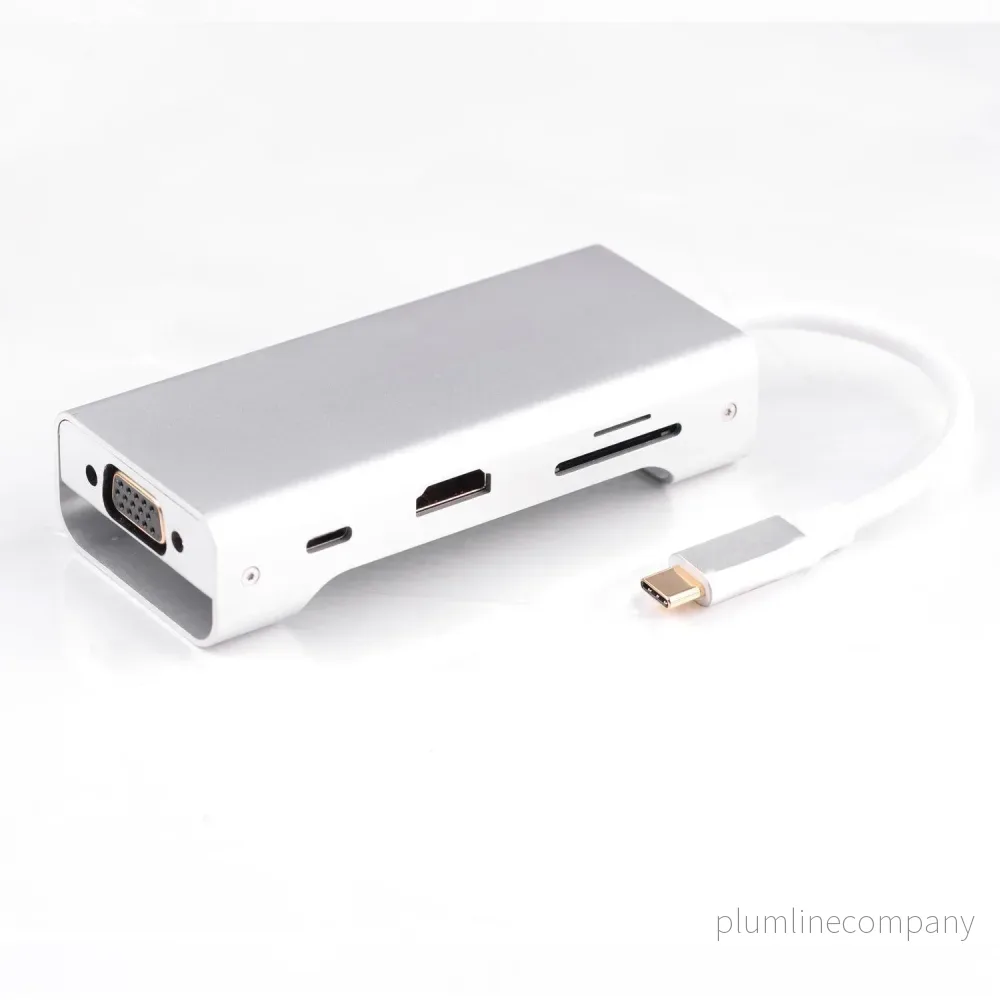 NÖRDIC 1 till 8 USB C Aluminium Dockningsstation 1xHDMI 4K 30Hz 1xVGA 1080p 3xUSB 3,1 5Gbp 1x USB C PD87W 1xSD/TF kortläsare silver NÖRDIC 1 till 8 USB C Aluminium Dockningsstation 1xHDMI 4K 30Hz 1xVGA 1080p 3xUSB 3,1 5Gbp 1x USB C PD87W 1xSD/TF kortläsare silver