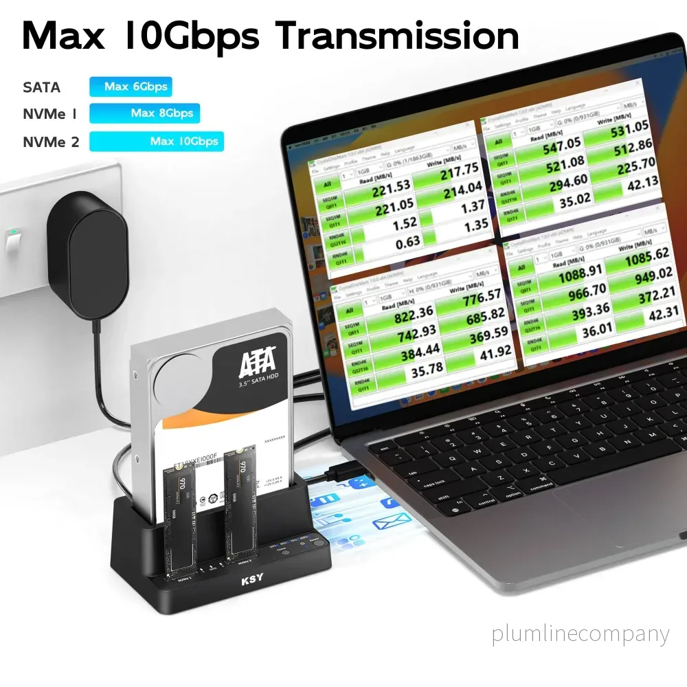 Maiwo K309CL Triple Bay HDD Clone-kabinett för 2× SSD NVMe M.2 och 1× SATA HDD - Bild 2