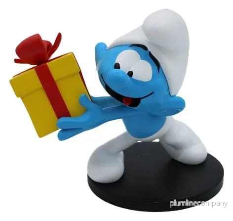 Smurfarna Figur Jokey Smurf med Present 10 cm Smurfarna Figur Jokey Smurf med Present 10 cm