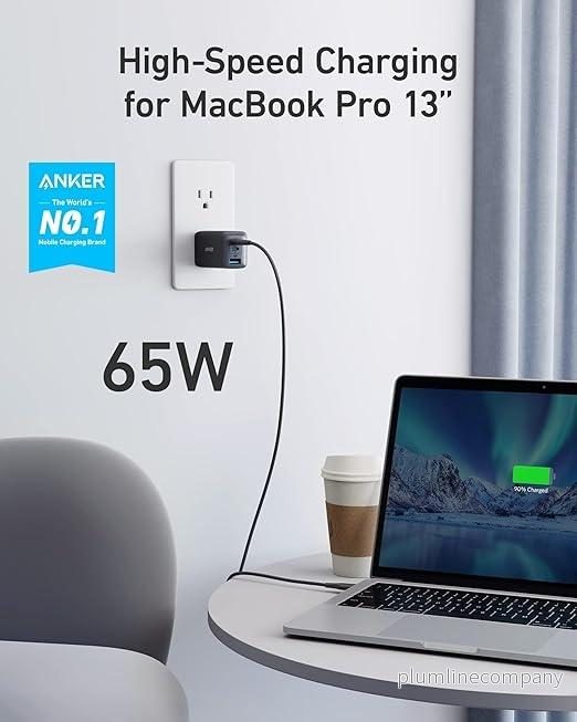Anker 735 Laddare GaNPrime 65W 1x USB-A 2x USB-C strömadapter - Bild 2