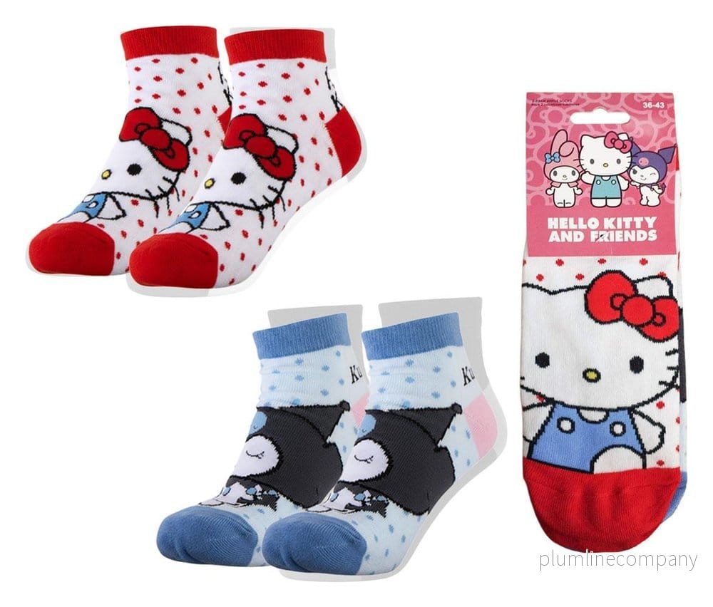 Sanrio Strumpor 2-Pack Hello Kitty Kortmodell Storlek 36-43 Sanrio Strumpor 2-Pack Hello Kitty Kortmodell Storlek 36-43