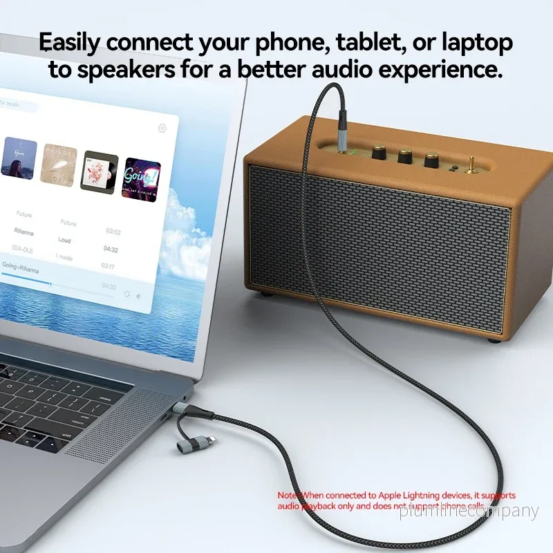 NÖRDIC Audio-adapter USB-C/Lightning till 3,5 mm stereo 13 cm - Bild 2