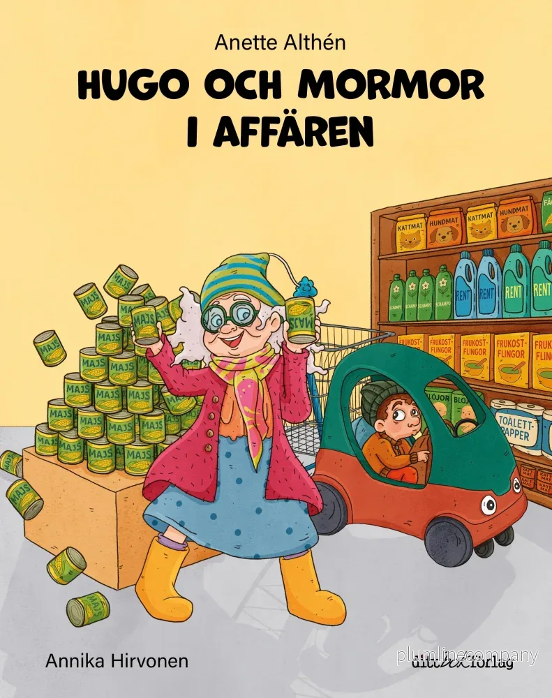 Hugo och mormor i affären