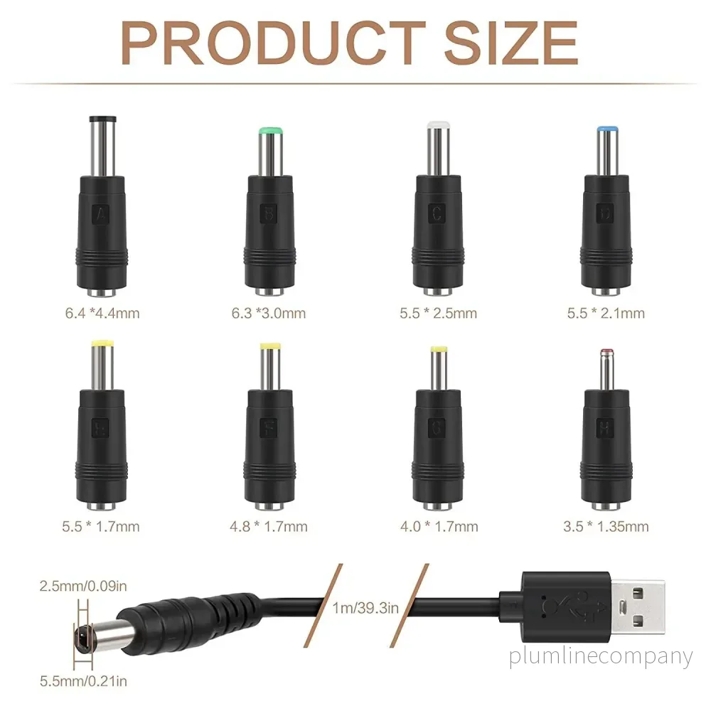 NÖRDIC 1m Strömkabel USB till DC med 11 kontakter USB DC POwer - Bild 2
