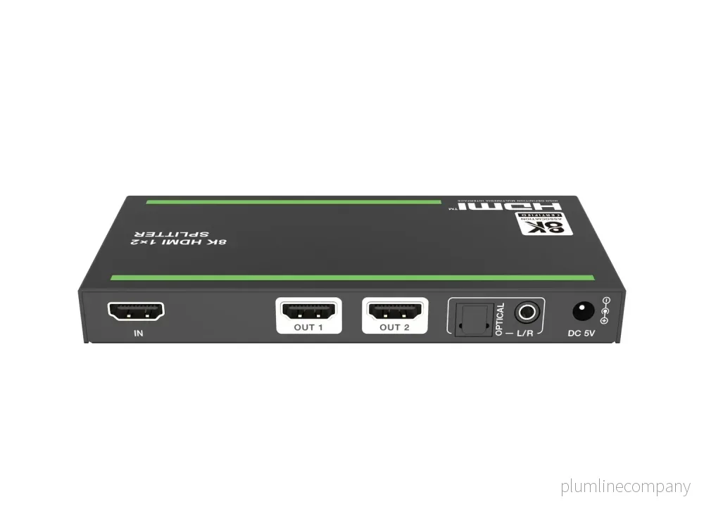 NÖRDIC 8K HDMI 2.1 Splitter 1 till 2 & Extractor Optisk SPDIF & Stereo HDR EDID Dolby Atmos, True HD, Digital Plus, DTS-HD Master