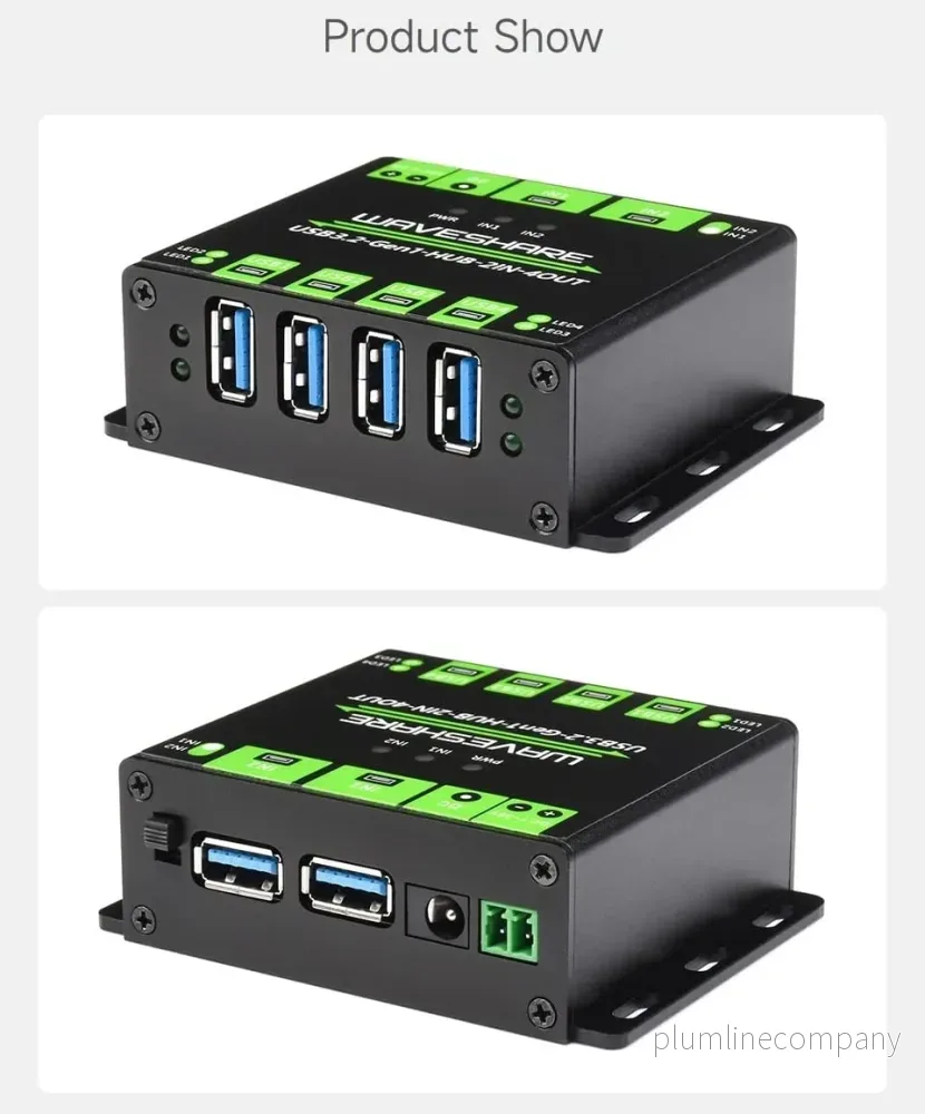 Industriell USB HUB för 2 datorer till 4 USB 3.2 portar, switchbar, monterbar, kompatibel med Windows Linux Mac - Bild 2