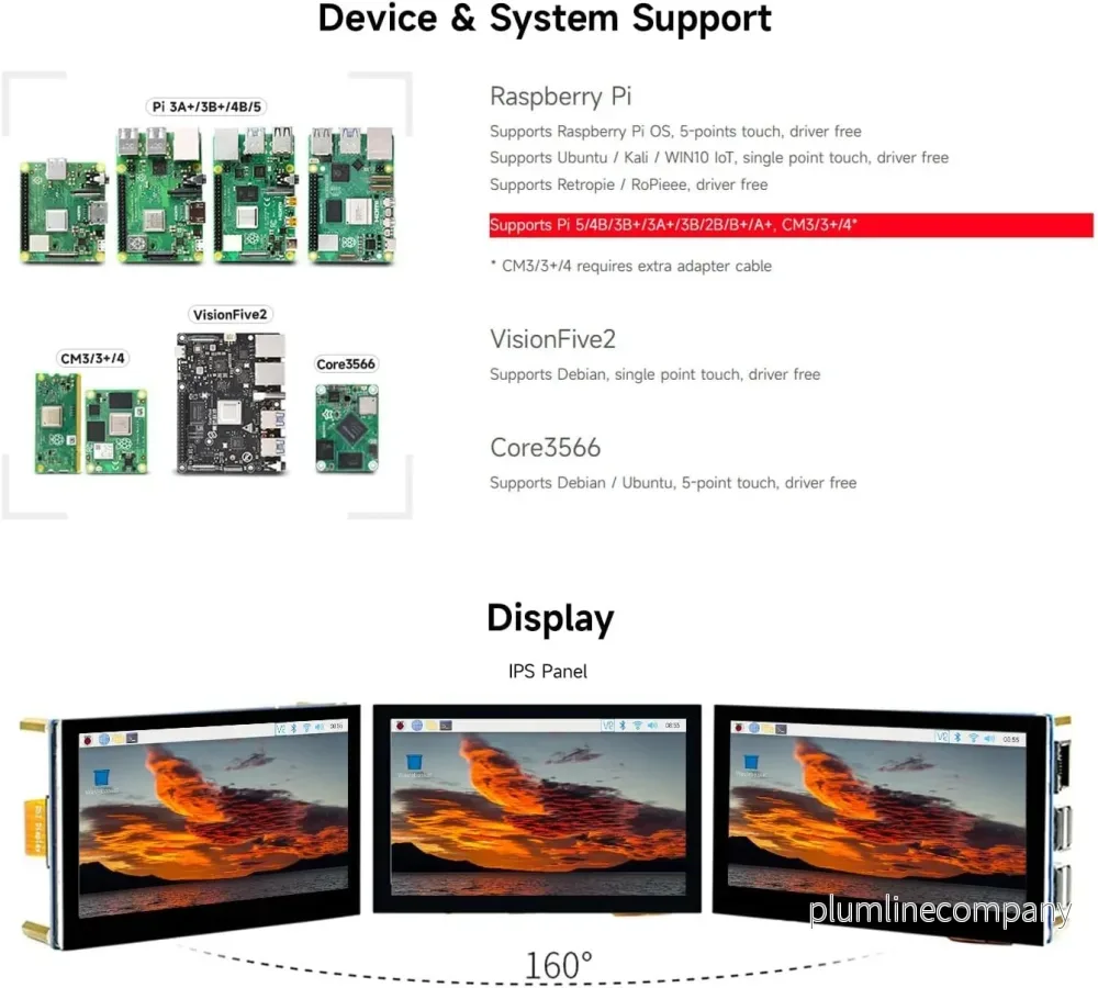 Waveshare 4,3-tums LCD Touch-skärm för Raspberry Pi 5/4B/3B+/3A+/3B/2B/B+/A+ 800 × 480 IPS - Bild 3