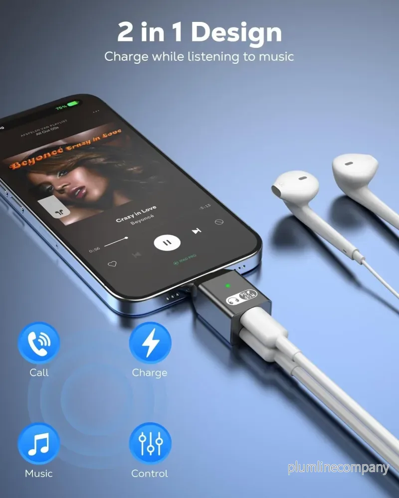 NÖRDIC USB-C till Lightning + USB-C Adapter för Ljud och Snabb laddning 45W - Bild 2