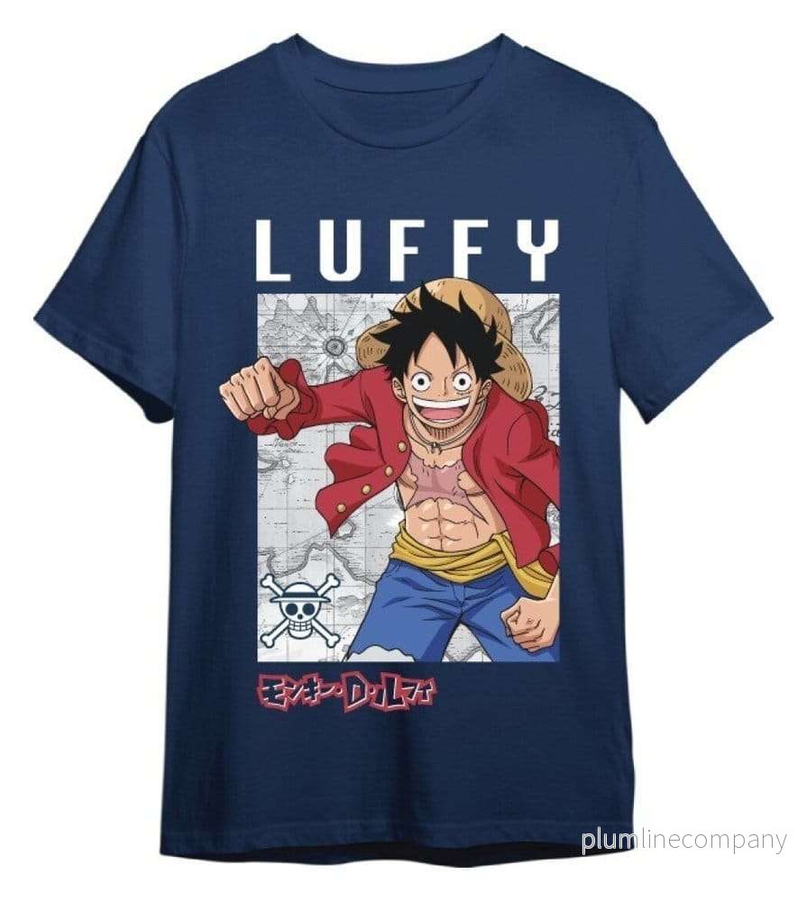 One Piece T-Shirt Monkey D. Luffy Mapa Denim One Piece T-Shirt Monkey D. Luffy Mapa Denim