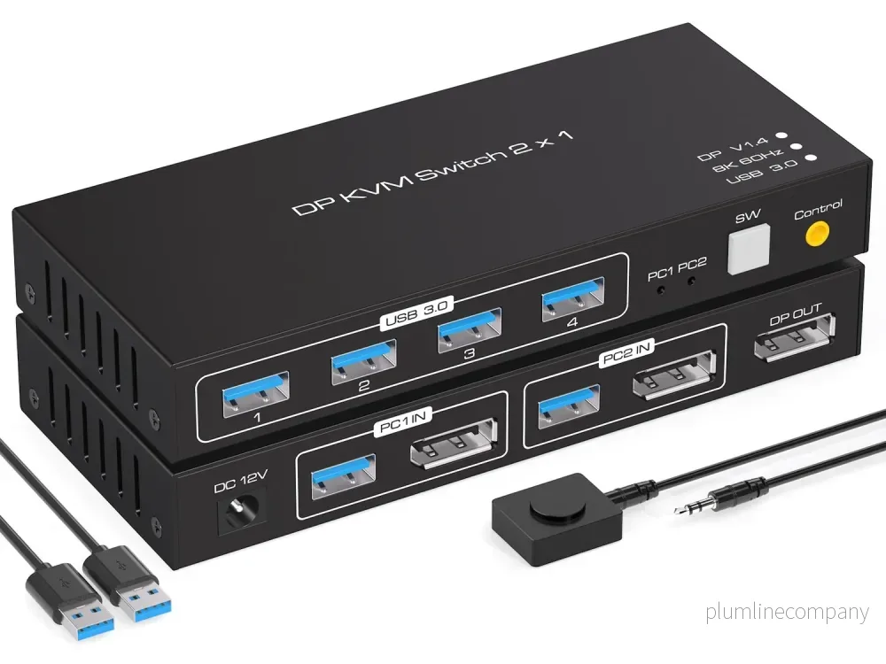 NÖRDIC KVM-switch 2 till 1 DisplayPort till DisplayPort, 8K60Hz/4K120Hz, 4x USB-A NÖRDIC KVM-switch 2 till 1 DisplayPort till DisplayPort, 8K60Hz/4K120Hz, 4x USB-A