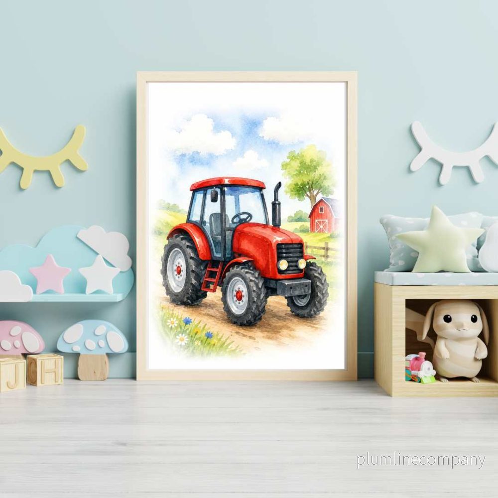 Röd traktor – Poster för barn