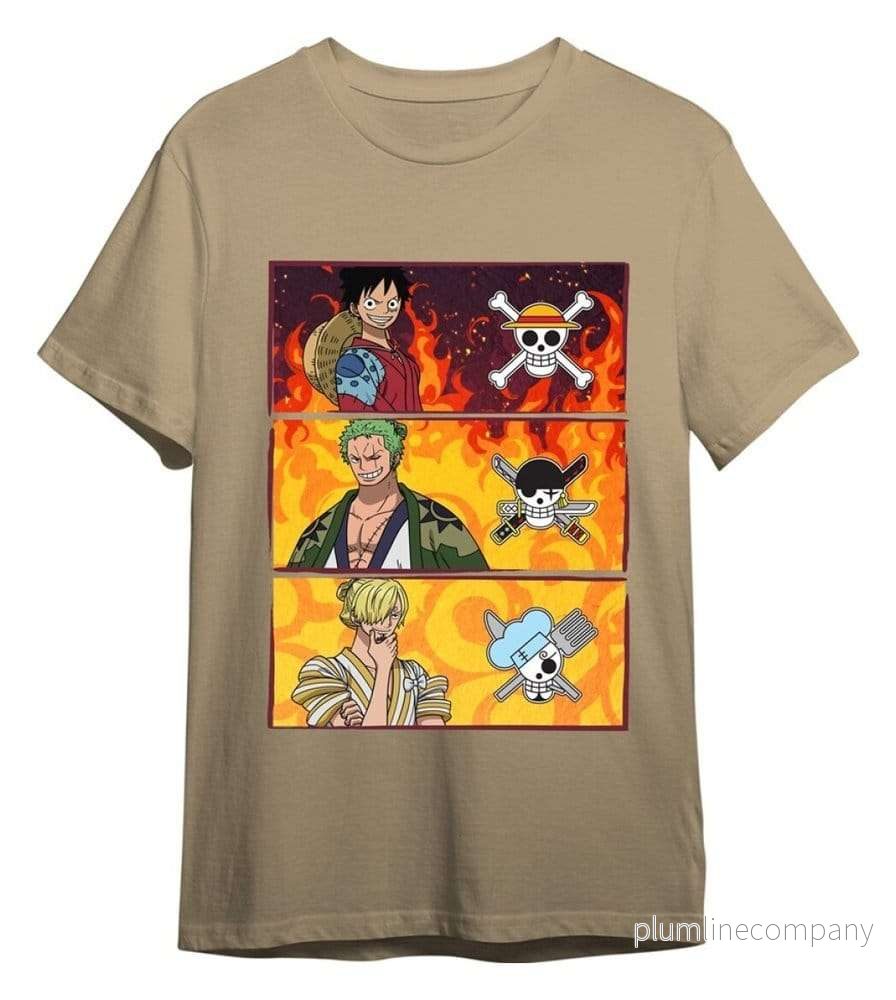 One Piece T-shirt Monkey D. Luffy, Roronoa Zoro & Sanji Sand One Piece T-shirt Monkey D. Luffy, Roronoa Zoro & Sanji Sand