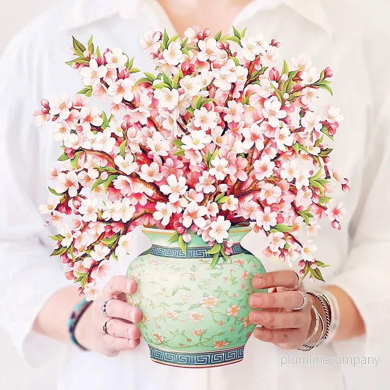 Pop-up-kort, körsbärsblommor i vas - Bild 2