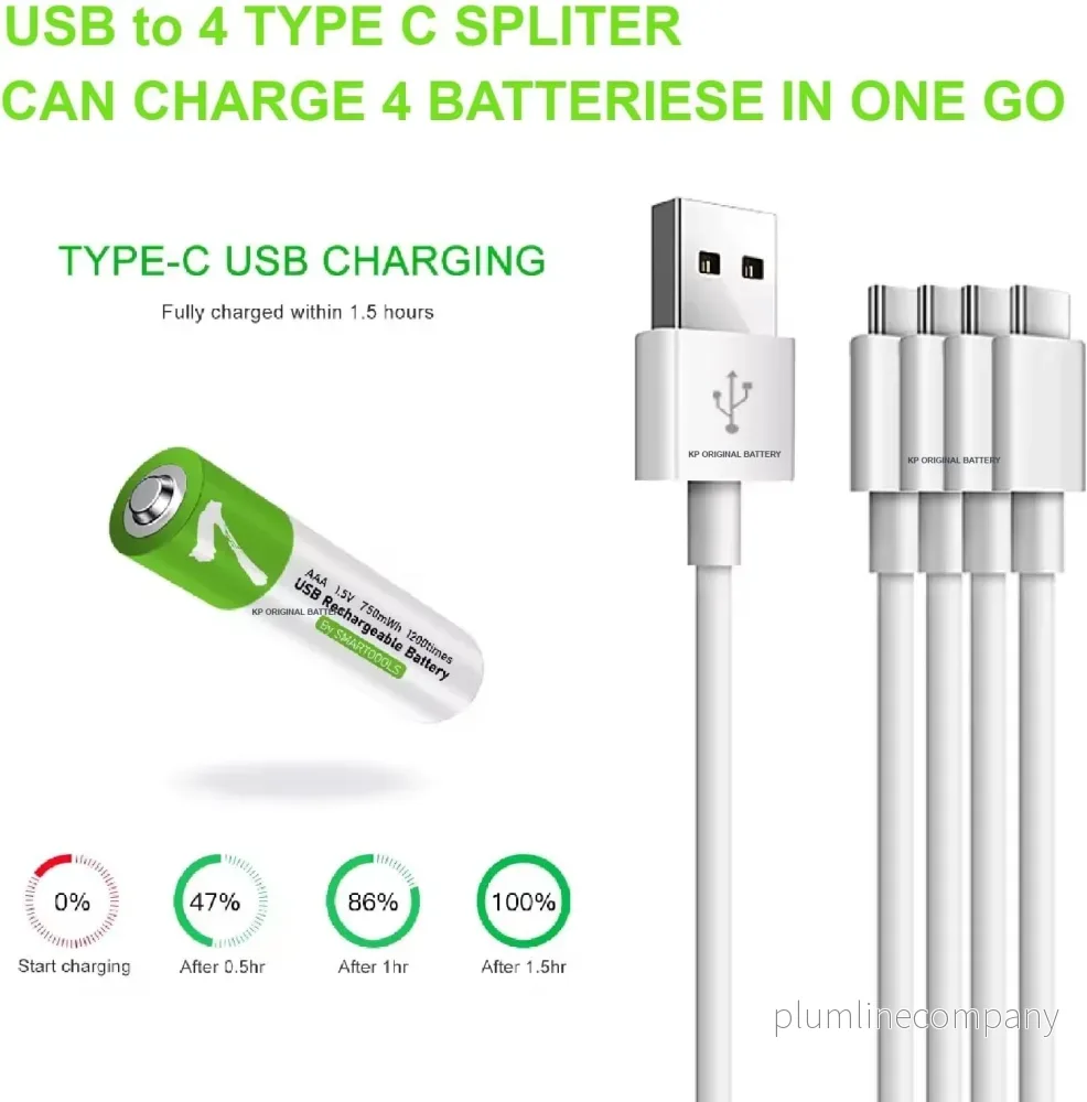 NÖRDIC USB-C Uppladdningsbara batterier 4-pack AAA/LR03 - Bild 2
